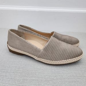 Paul Green Layla beige diamond embossed leather espadrille loafer Aus 4 US 5.5